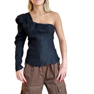 NWT Zara Asymmetrical One Sleeve Dark Academia Minimalist Top